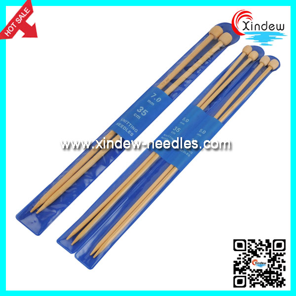 2pcs Carbonized Single Point Knitting Needles (35cm) / Bamboo